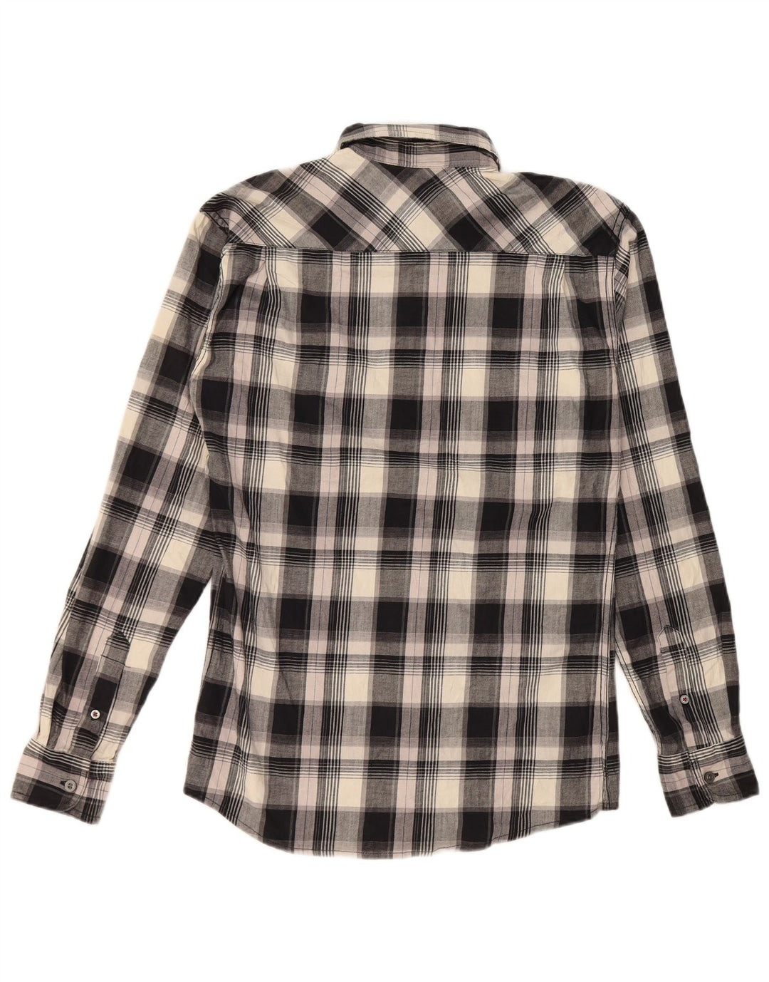 Wrangler Camisa masculina de flanela com ajuste regular verificado pequeno algodão xadrez preto