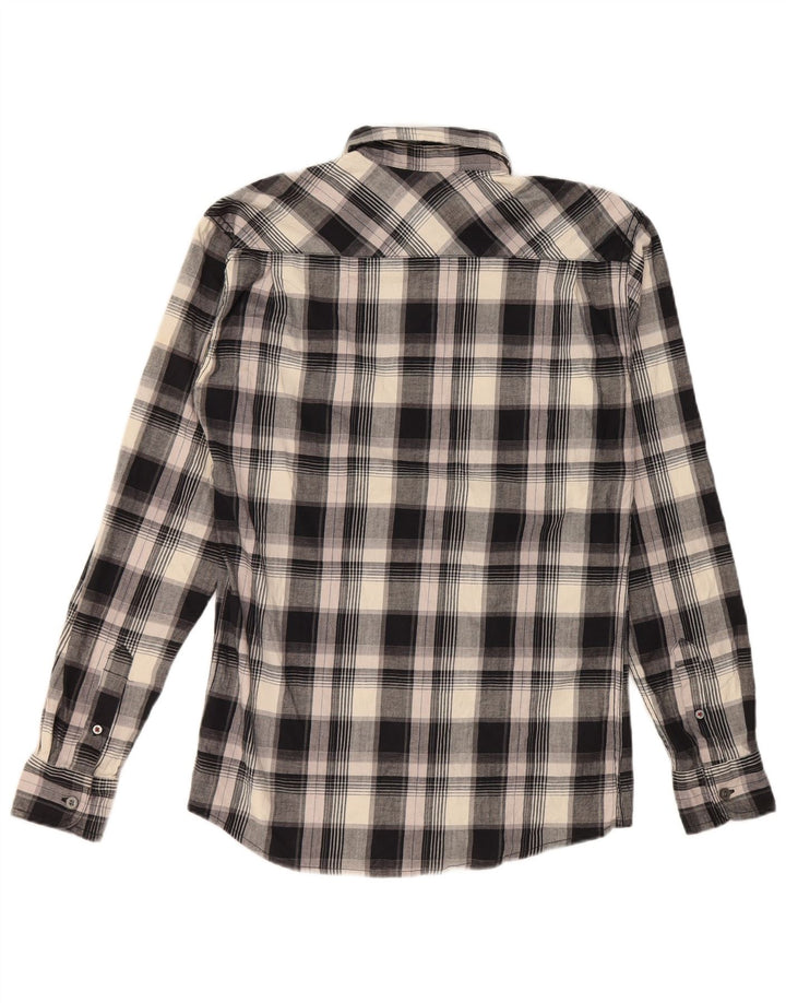 Wrangler Camisa masculina de flanela com ajuste regular verificado pequeno algodão xadrez preto