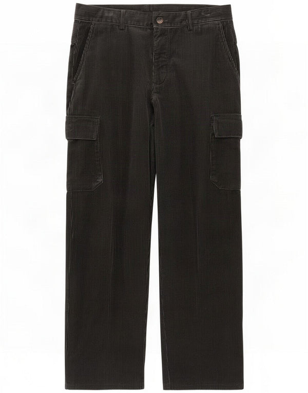 Invicta Mens Cargo Corduroy Calças IT 50 Grande W32 L31 Algodão Cinza