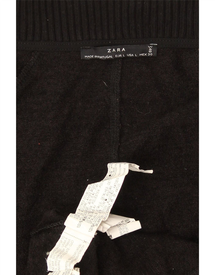 Zara Suéter feminino oversized longline cardigan Reino Unido 16 grande poliéster preto