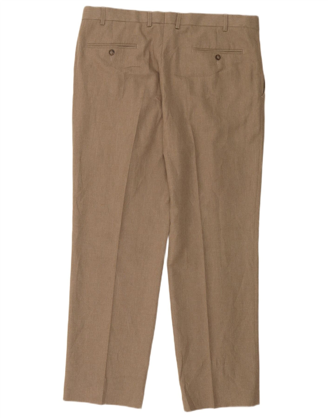 Calça masculina de ajuste regular Marks & Spencer W38 L31 poliéster bege