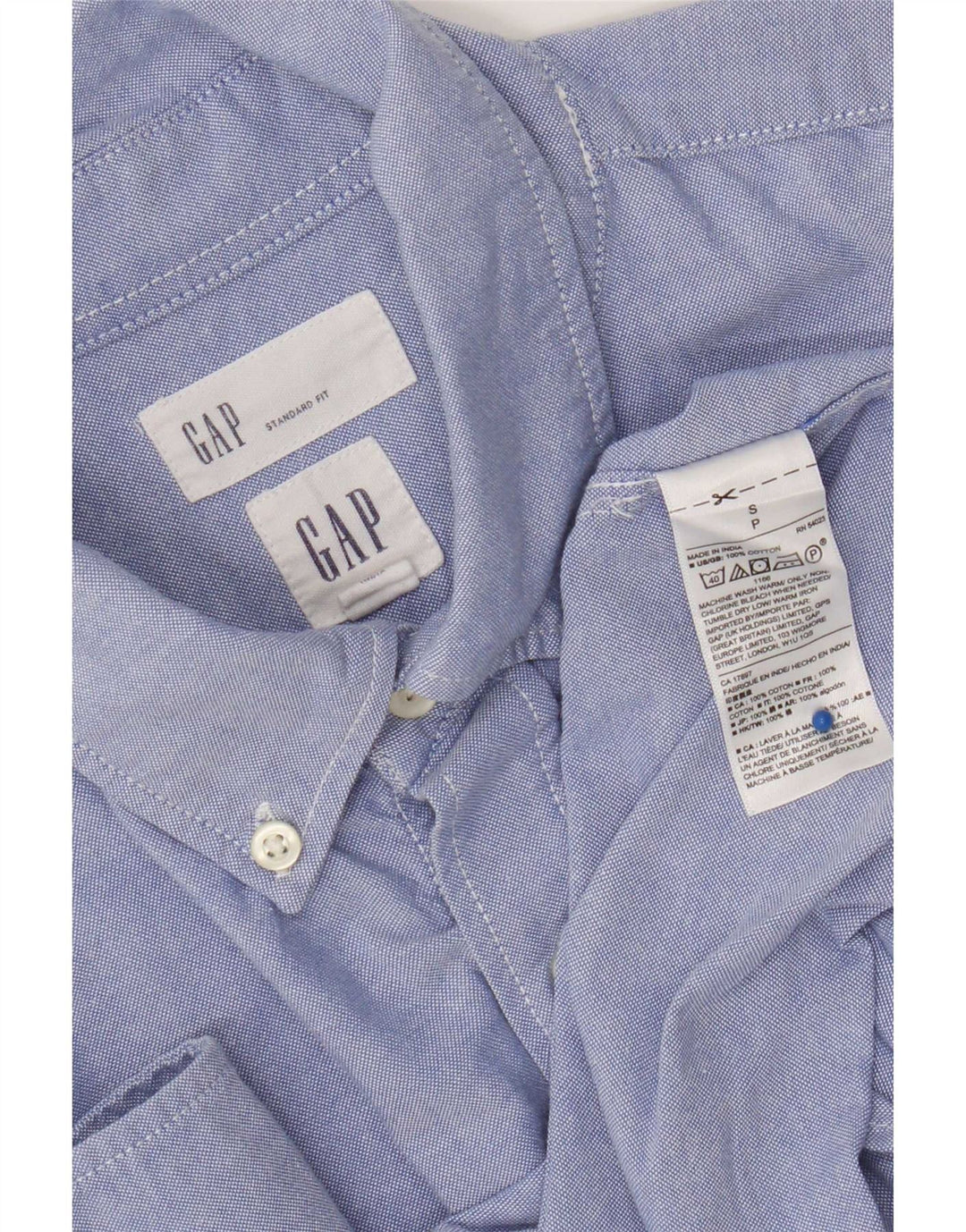 Camisa masculina Gap Standard Fit pequena azul algodão