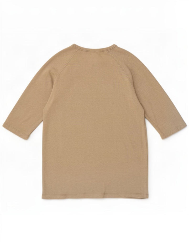 Top feminino Zara manga 3/4 Reino Unido 12 algodão cinza médio