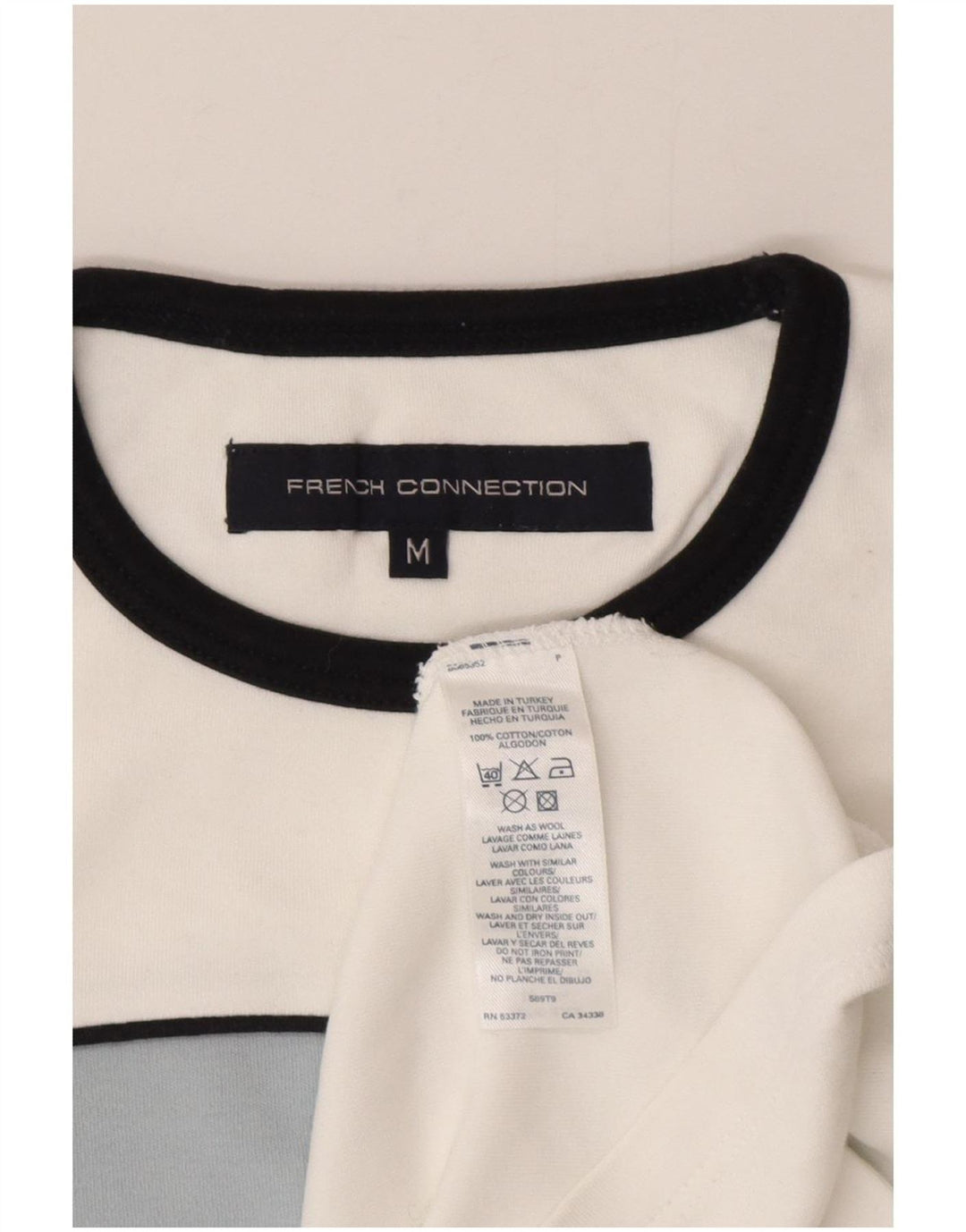 Camiseta masculina French Connection Top médio branco algodão colorblock