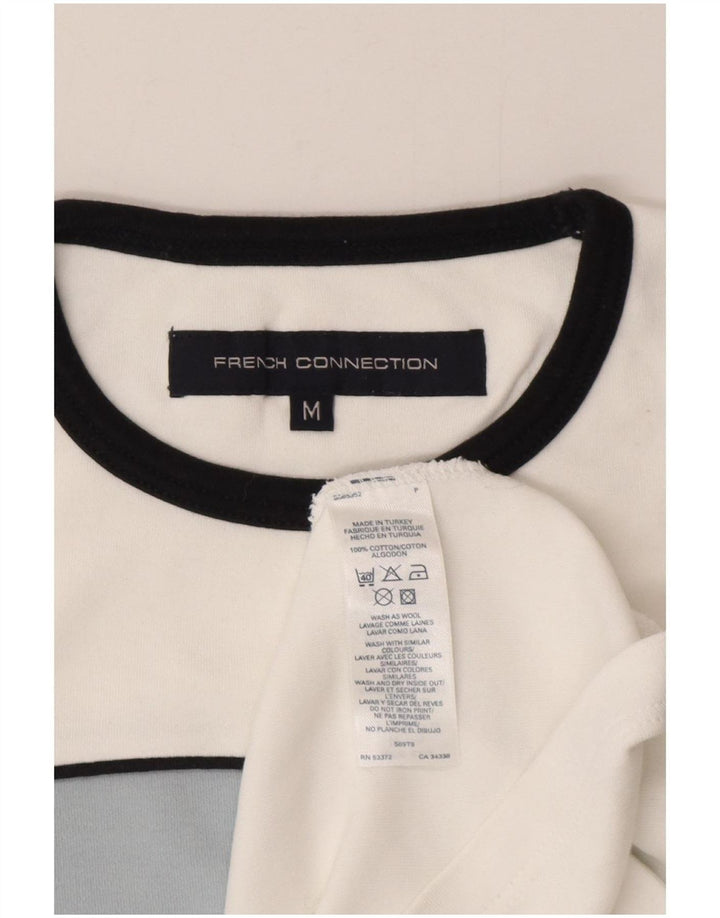 Camiseta masculina French Connection Top médio branco algodão colorblock