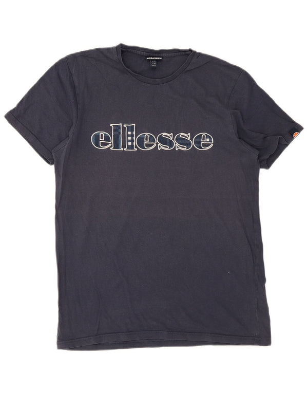 Ellesse Camiseta masculina gráfica Top médio algodão azul marinho