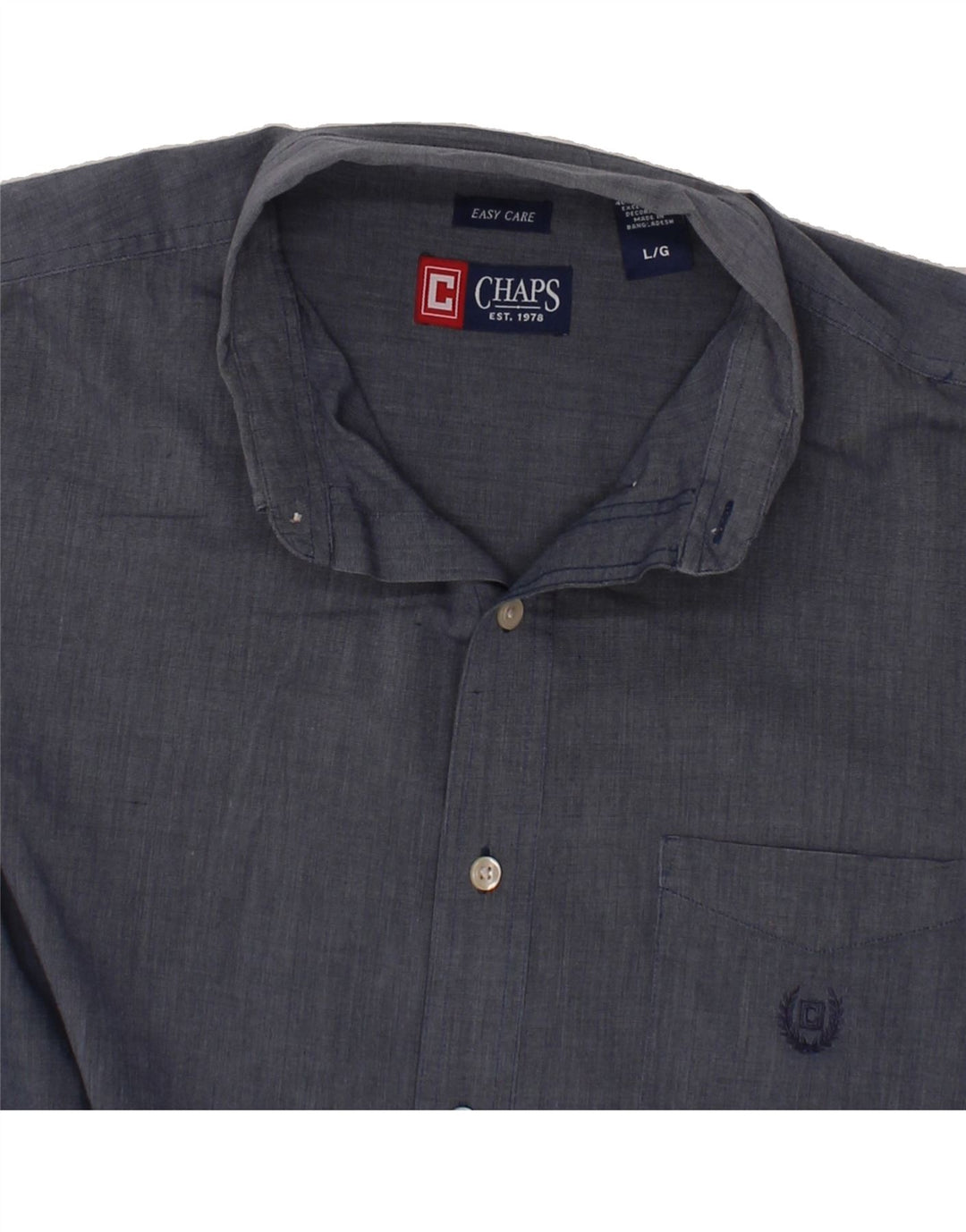 CHAPS Mens Shirt Large Navy Blue Cotton Vintage Chaps and Second-Hand Chaps from Messina Hembry 