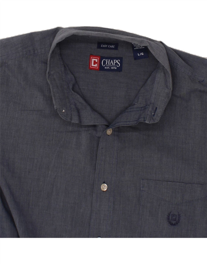 CHAPS Mens Shirt Large Navy Blue Cotton Vintage Chaps and Second-Hand Chaps from Messina Hembry 