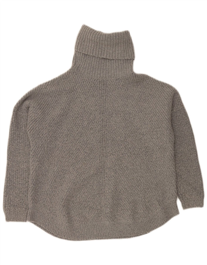 Suéter feminino VINTAGE com gola alta e gola alta Reino Unido 16 grande cinza