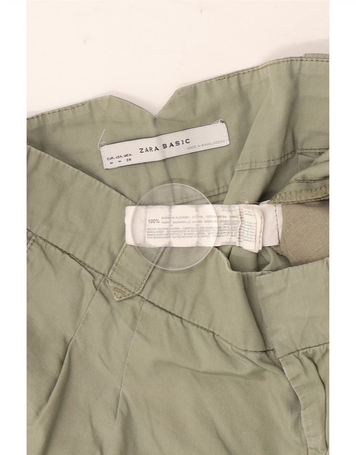 Zara Womens Pegged Chino Shorts Médio W28 Algodão Verde