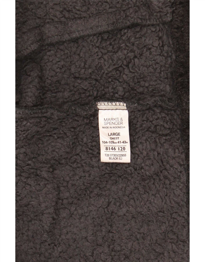 Jaqueta masculina de lã Sherpa Marks & Spencer Reino Unido 40 grande poliéster preto