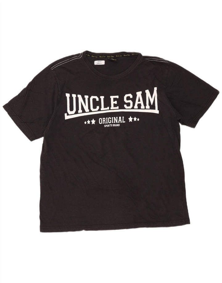 Camiseta gráfica masculina Tio Sam, grande, preta