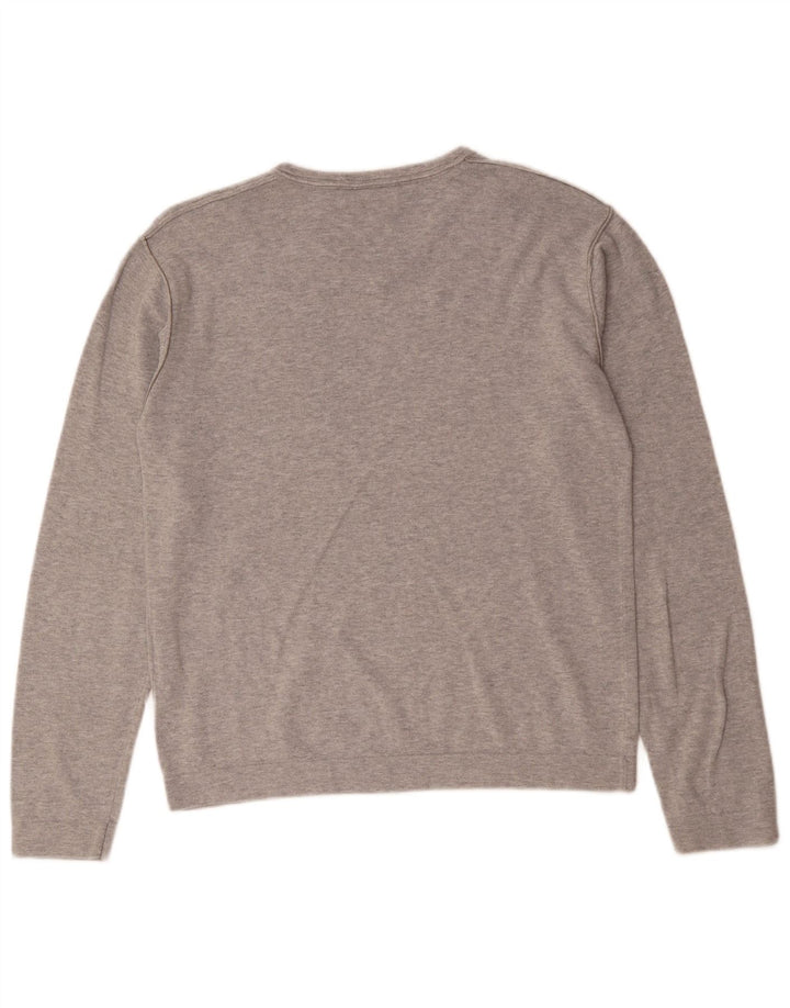 Suéter feminino QUIKSILVER com decote em V Reino Unido 14 algodão cinza médio