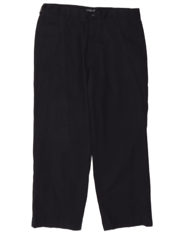 Calça chino reta masculina IZOD W36 L29 algodão azul marinho