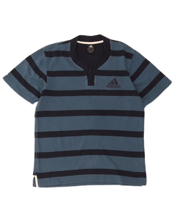 Camiseta masculina Adidas Top médio listrado azul de algodão
