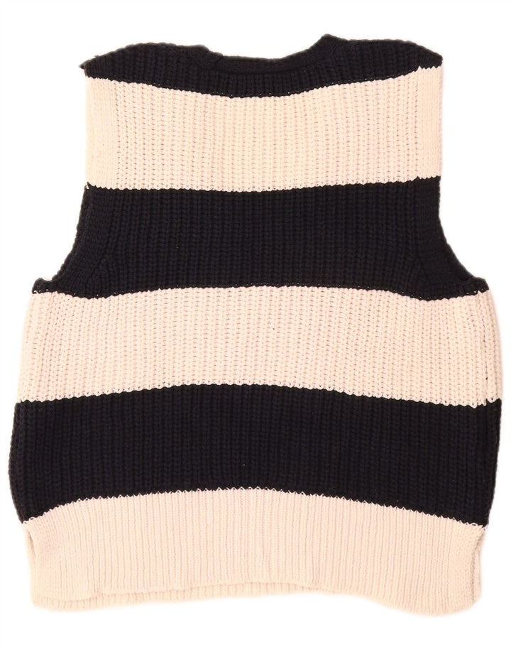 Regata feminina Zara UK 14 poliéster listrado branco médio