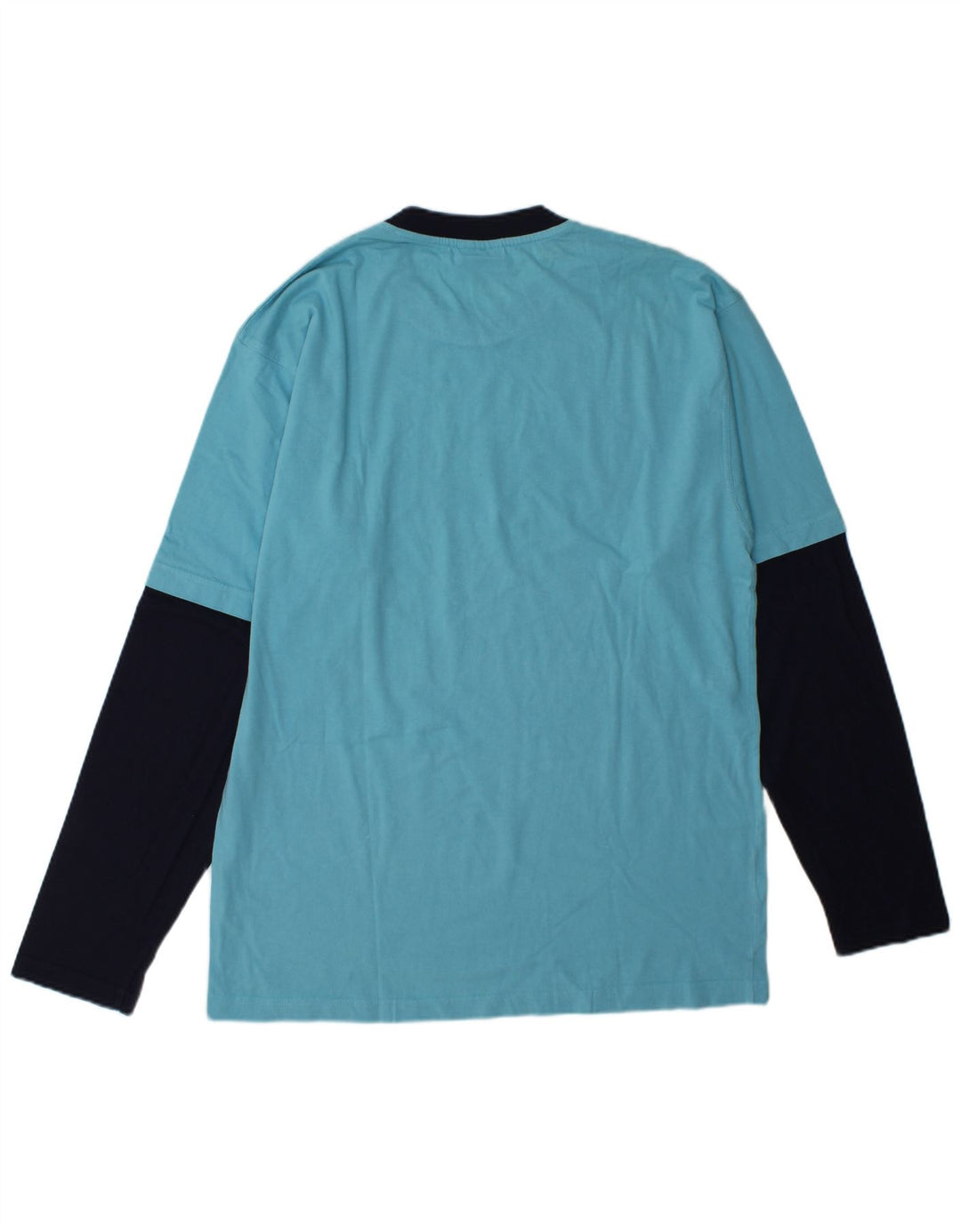 Fila Mens Graphic Top manga comprida grande bloco colorido azul