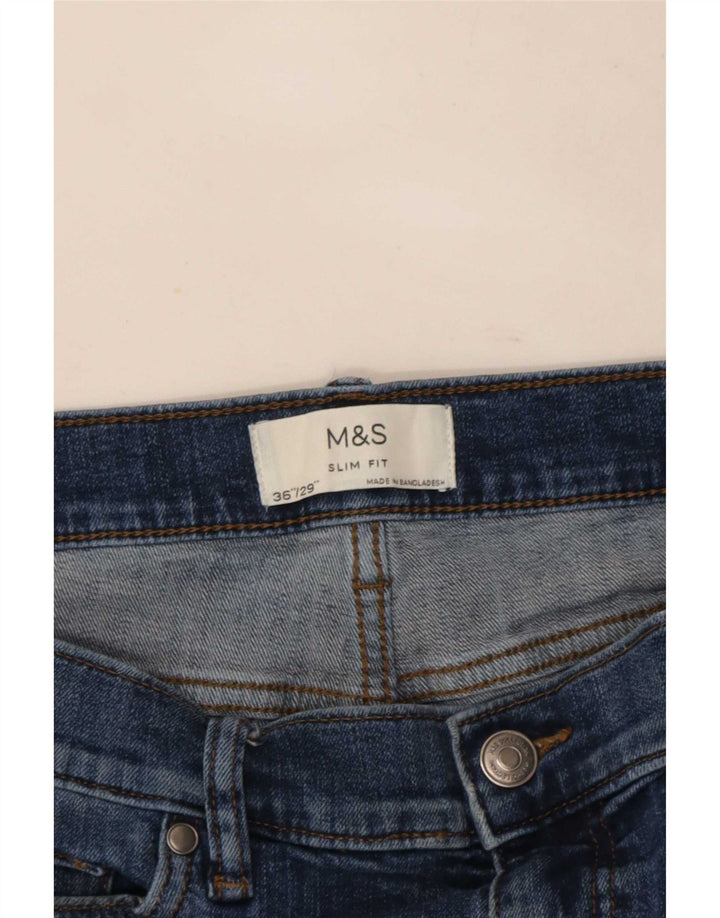 Marks & Spencer Mens Slim Jeans W36 L29 Azul Algodão