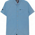 Camisa masculina Superdry manga curta regular fit médio azul houndstooth algodão