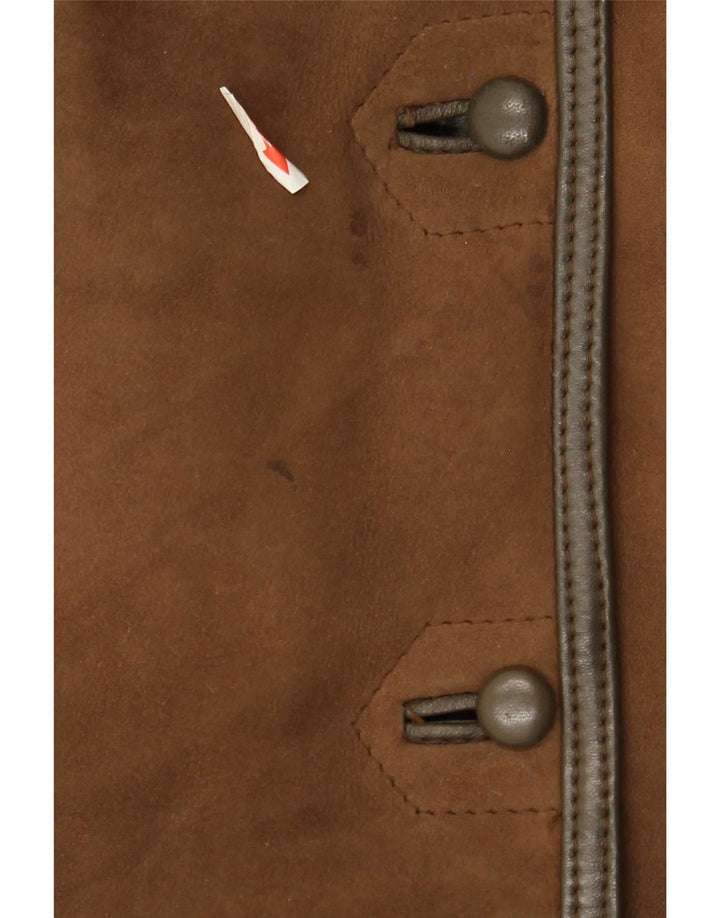 Casaco feminino vintage de shearling IT 44 marrom médio