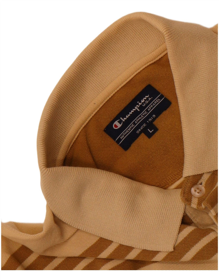 Camisa polo masculina Champion grande bege listrada