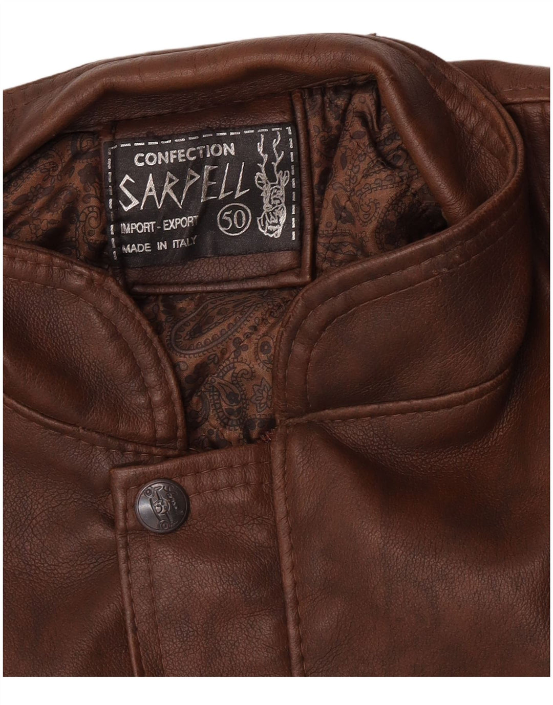 Jaqueta de couro masculina vintage IT 50 grande marrom