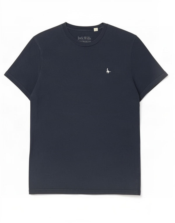 Camiseta masculina Jack Wills top pequeno algodão azul marinho