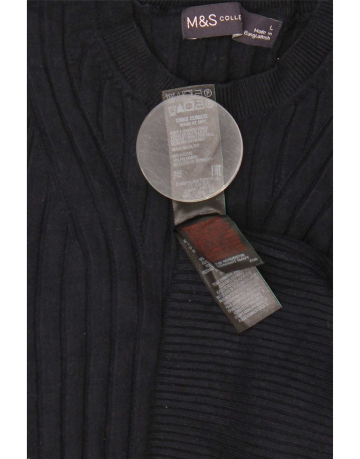 Suéter feminino Marks & Spencer com gola redonda Reino Unido 14 grande azul marinho