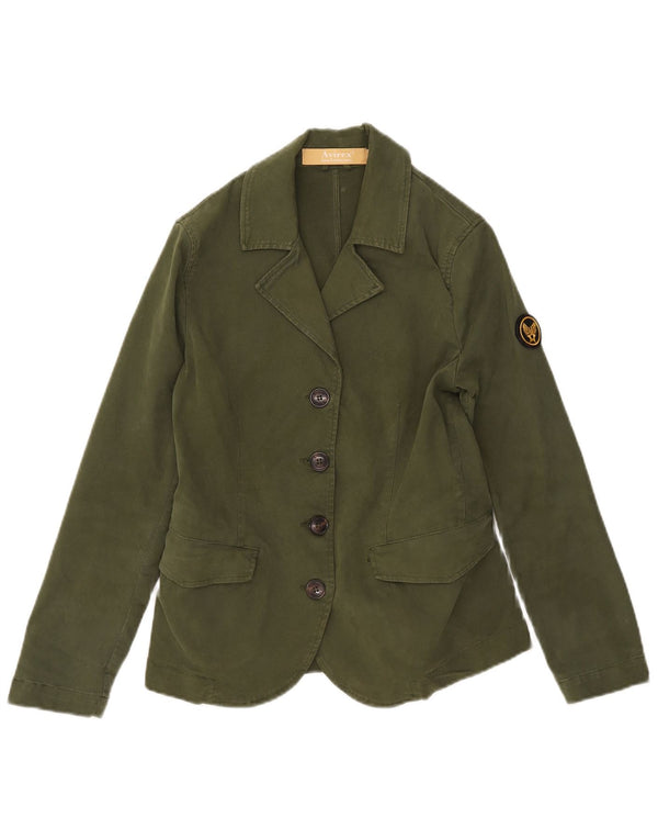 Jaqueta blazer feminina Avirex com 4 botões UK 6 XS algodão verde