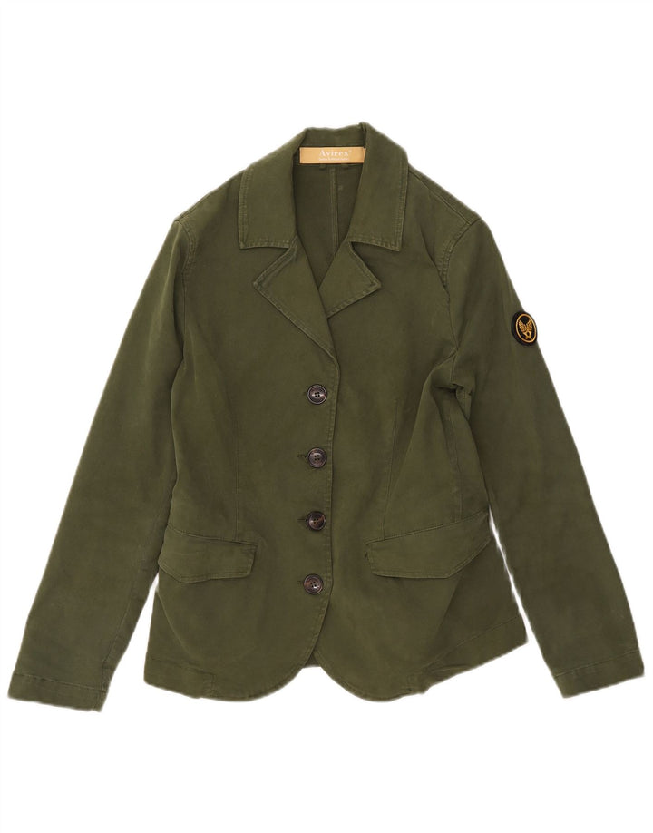 Jaqueta blazer feminina Avirex com 4 botões UK 6 XS algodão verde