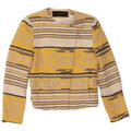 Zara Womens Crop Open Blazer Jacket Reino Unido 10 Pequeno Acetato Listrado Amarelo