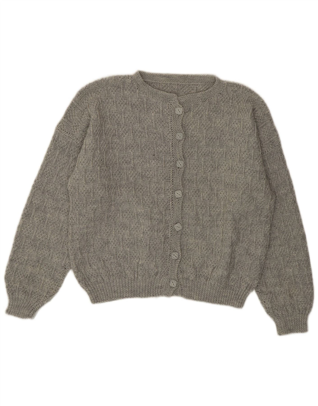 Suéter Cardigan Feminino Vintage Reino Unido 14 Grande Cinza