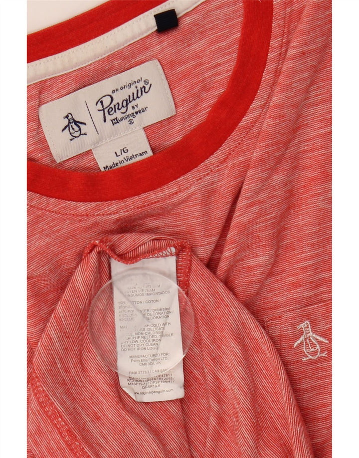 Camiseta masculina Penguin Top grande algodão manchado vermelho