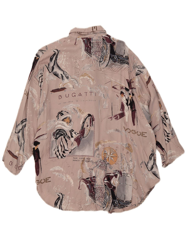 Blusa feminina C&A Clock House com estampa grande grande Reino Unido 10 pequena bege