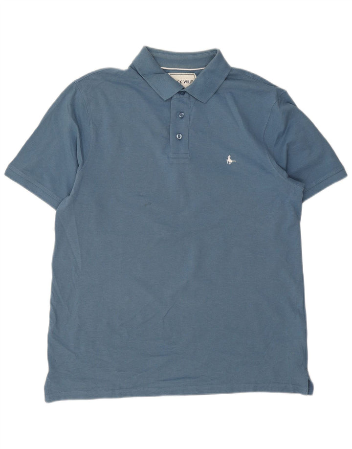 Camisa polo masculina Jack Wills grande algodão azul
