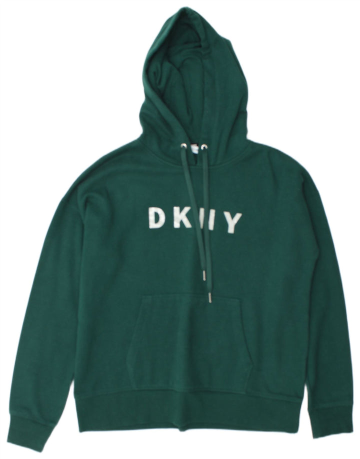 Suéter com capuz gráfico masculino Dkny médio algodão verde