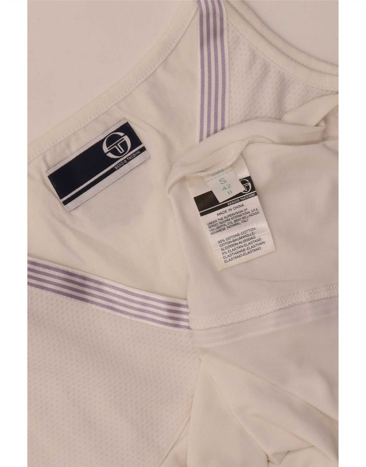 Colete feminino Sergio Tacchini Top UK 10 pequeno algodão branco