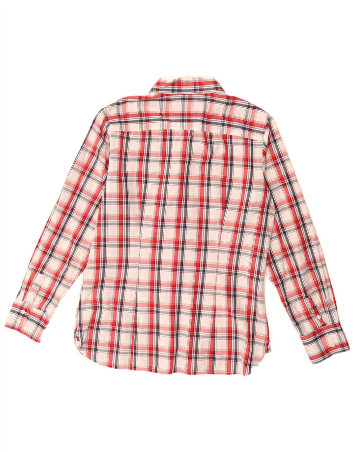 Camisa feminina Tommy Hilfiger EUA 12 grande algodão xadrez vermelho