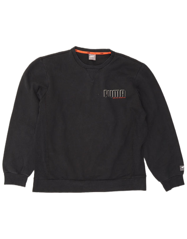 Puma Mens Graphic Moletom Jumper Grande Algodão Preto