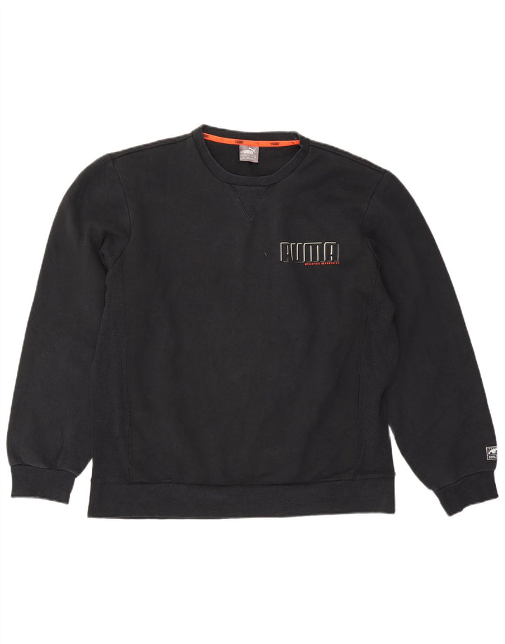 Puma Mens Graphic Moletom Jumper Grande Algodão Preto