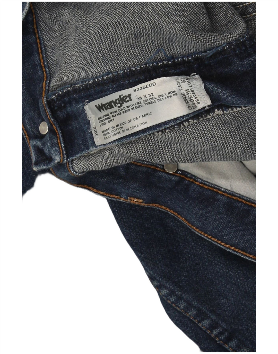 Wrangler Mens Straight Jeans W36 L32 Azul Marinho Algodão