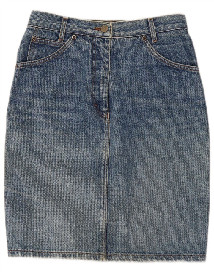 Saia jeans feminina vintage IT 44 médio W28 algodão azul