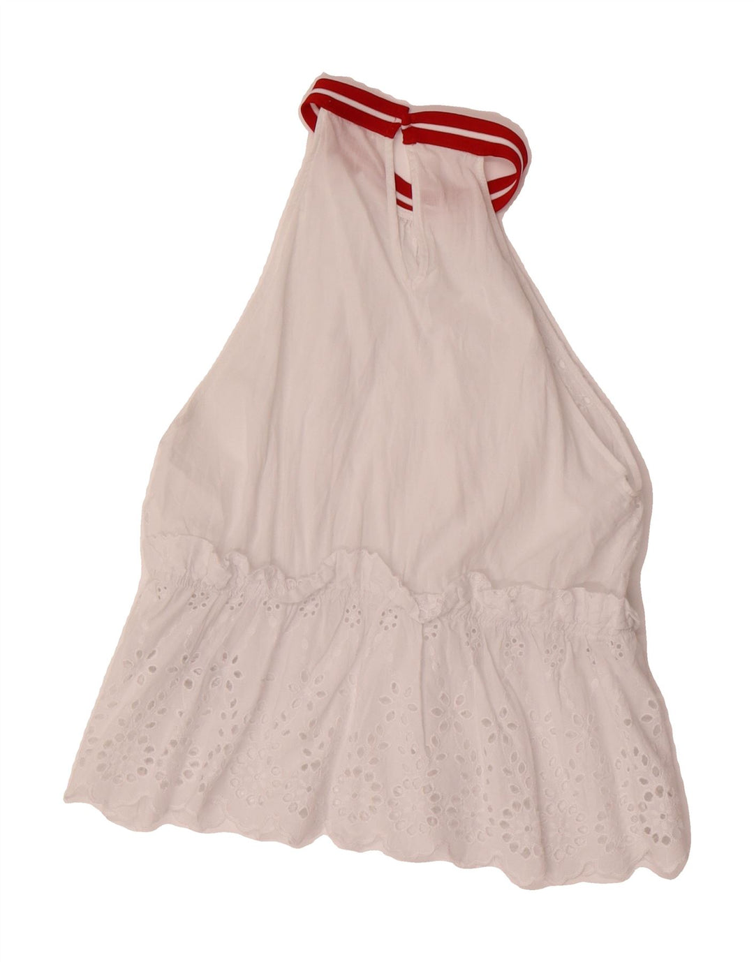 ZARA Womens Halter Top UK 14 Large White Cotton Vintage Zara and Second-Hand Zara from Messina Hembry 