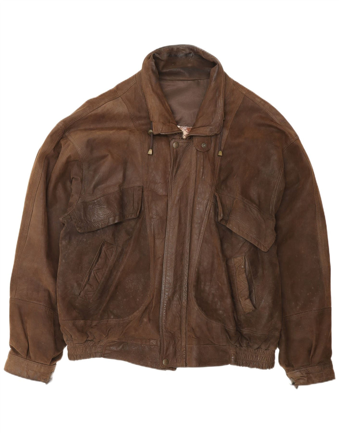 Jaqueta de couro bomber masculina vintage UK 42 XL marrom