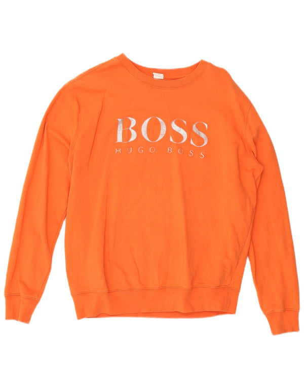 Hugo Boss moletom gráfico feminino jumper UK 14 médio laranja