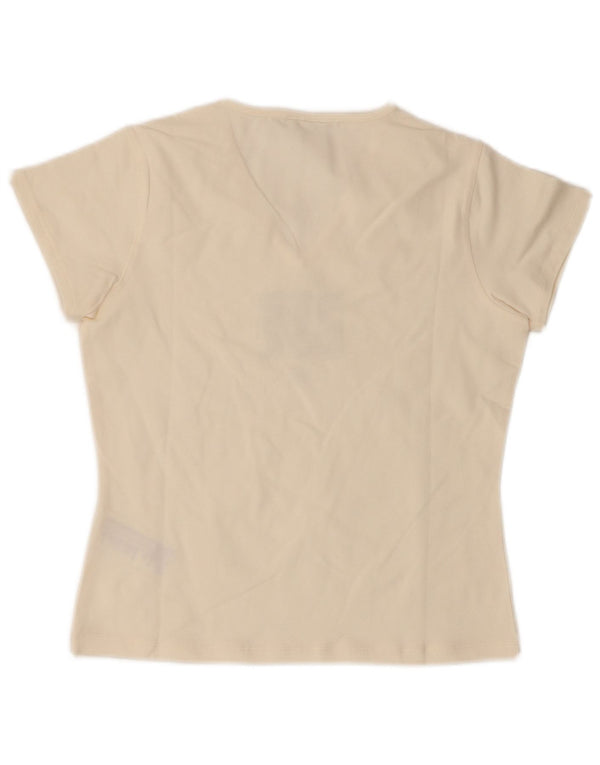 Reebok Camiseta Feminina Graphic Top UK 14 Grande Off White Algodão