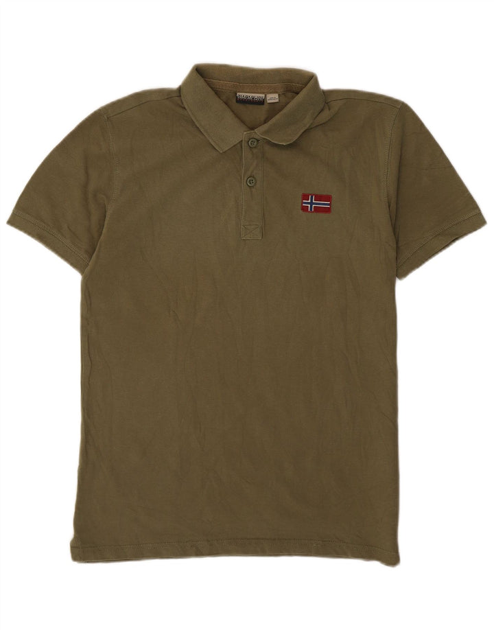 Camisa pólo geográfica masculina Napapijri médio cáqui