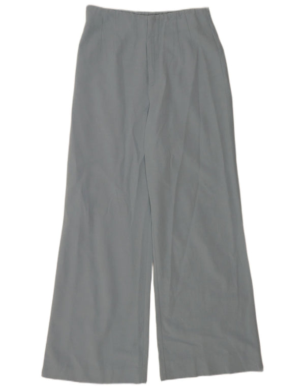 Zara Calça feminina casual cintura alta perna larga pequena W26 L28 azul viscose