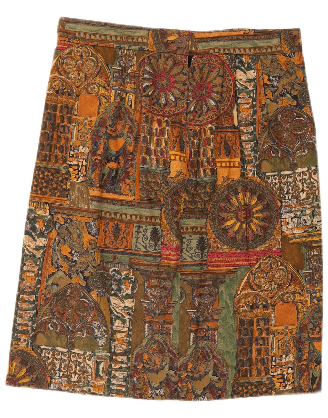 Saia reta feminina VINTAGE com padrão abstrato W30 médio multicolorido