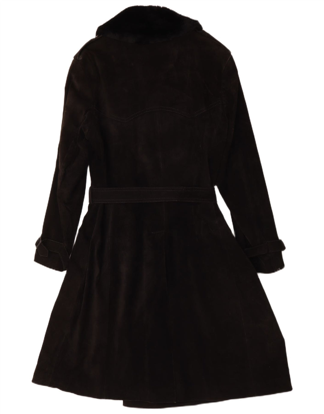 Casaco feminino vintage de camurça com peito duplo IT 54 3XL preto